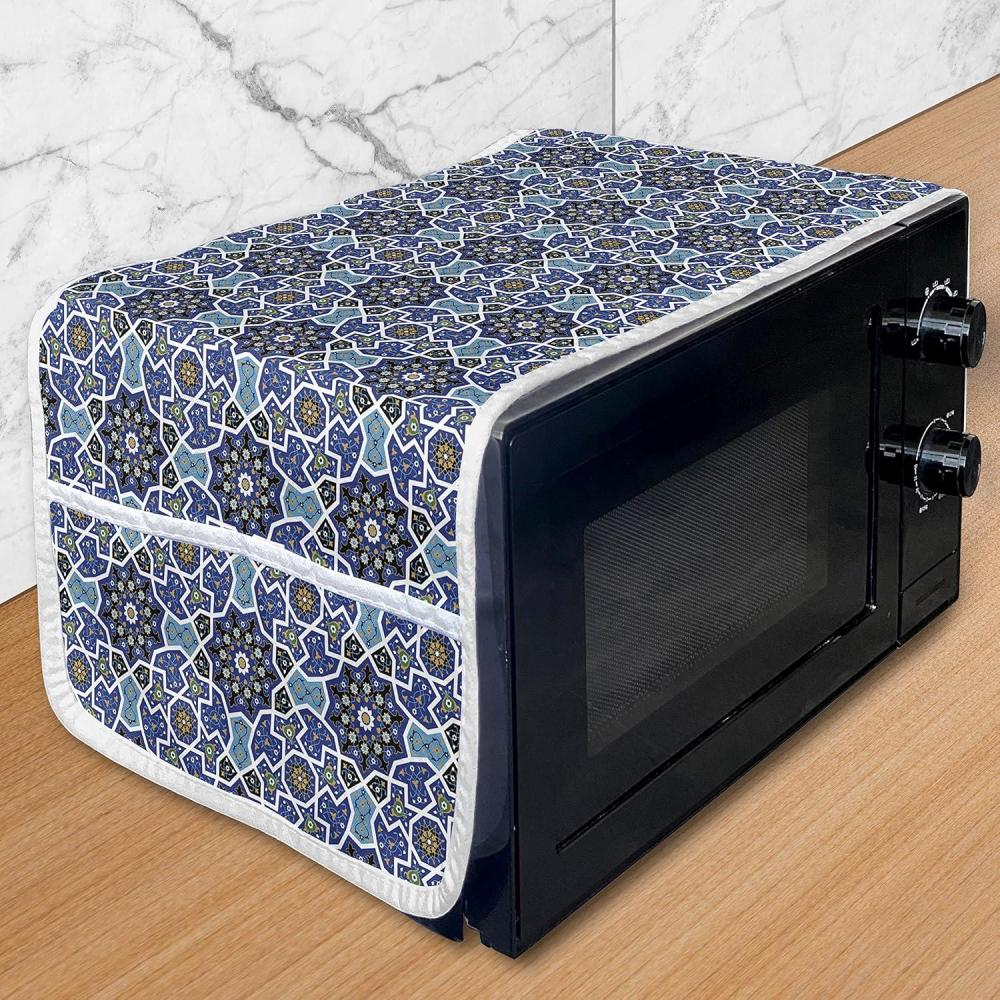 imageAmbesonne Romantic Microwave Oven Cover Soft Colored Hearts in Love Valentines Day Repetitive Pattern Water Resistant Organizer with Pockets for Kitchen 36 x 12 Pale Yellow Pale PinkRoyal Blue