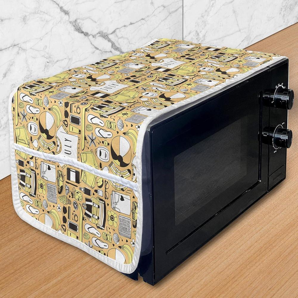 imageAmbesonne Valentines Day Microwave Oven Cover Love Birds and Hearts Kissing Romantic Animals Motif Repetition Water Resistant Organizer with Pockets for Kitchen 36 x 12 Apricot Red and GreyPeach and Pale Yellow
