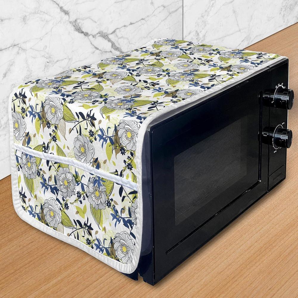 imageAmbesonne Valentines Microwave Oven Cover Pastel Heart Lovers Teenage Romance Girly Birthday Water Resistant Organizer with Pockets for Kitchen 36 x 12 Magenta Pink and WhiteLime Green Violet Blue