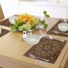 Ambesonne Ethnic Place Mats Set of 4, Mosaic Like Warm Colored Design with Floral Swirls Image Print, Washable Fabric Placemats for Dining Table, Standard Size, Yellow Marigold