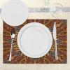 Ambesonne Ethnic Place Mats Set of 4, Mosaic Like Warm Colored Design with Floral Swirls Image Print, Washable Fabric Placemats for Dining Table, Standard Size, Yellow Marigold
