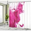 Ambesonne Fairytale Shower Curtain, Romantic Carriage Royal Ornamental Details Stopped at The Door of a Kingdom Palace Cartoon, Cloth Fabric Bathroom Set with Hooks, 69″ W x 70″ L, Yellow and Pink(Punch Pink)
