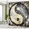 Ambesonne Fairytale Shower Curtain, Romantic Carriage Royal Ornamental Details Stopped at The Door of a Kingdom Palace Cartoon, Cloth Fabric Bathroom Set with Hooks, 69″ W x 70″ L, Yellow and Pink(Black Beige)