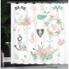 Ambesonne Fairytale Shower Curtain, Romantic Carriage Royal Ornamental Details Stopped at The Door of a Kingdom Palace Cartoon, Cloth Fabric Bathroom Set with Hooks, 69″ W x 70″ L, Yellow and Pink(Pink Mint)