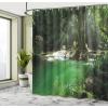 Ambesonne Fairytale Shower Curtain, Romantic Carriage Royal Ornamental Details Stopped at The Door of a Kingdom Palace Cartoon, Cloth Fabric Bathroom Set with Hooks, 69″ W x 70″ L, Yellow and Pink(Hunter Green Brown)