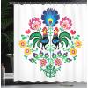 Ambesonne Fairytale Shower Curtain, Romantic Carriage Royal Ornamental Details Stopped at The Door of a Kingdom Palace Cartoon, Cloth Fabric Bathroom Set with Hooks, 69″ W x 70″ L, Yellow and Pink(Blue Pink)