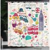 Ambesonne Fairytale Shower Curtain, Romantic Carriage Royal Ornamental Details Stopped at The Door of a Kingdom Palace Cartoon, Cloth Fabric Bathroom Set with Hooks, 69″ W x 70″ L, Yellow and Pink(Red Pink)