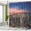 Ambesonne Fairytale Shower Curtain, Romantic Carriage Royal Ornamental Details Stopped at The Door of a Kingdom Palace Cartoon, Cloth Fabric Bathroom Set with Hooks, 69″ W x 70″ L, Yellow and Pink(Blue Grey)