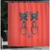 Ambesonne Fairytale Shower Curtain, Romantic Carriage Royal Ornamental Details Stopped at The Door of a Kingdom Palace Cartoon, Cloth Fabric Bathroom Set with Hooks, 69″ W x 70″ L, Yellow and Pink(Brown Red)