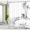 Ambesonne Fairytale Shower Curtain, Romantic Carriage Royal Ornamental Details Stopped at The Door of a Kingdom Palace Cartoon, Cloth Fabric Bathroom Set with Hooks, 69″ W x 70″ L, Yellow and Pink(White Black)