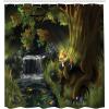 Ambesonne Fairytale Shower Curtain, Romantic Carriage Royal Ornamental Details Stopped at The Door of a Kingdom Palace Cartoon, Cloth Fabric Bathroom Set with Hooks, 69″ W x 70″ L, Yellow and Pink(Green Grey Brown)