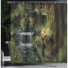 Ambesonne Fairytale Shower Curtain, Romantic Carriage Royal Ornamental Details Stopped at The Door of a Kingdom Palace Cartoon, Cloth Fabric Bathroom Set with Hooks, 69″ W x 70″ L, Yellow and Pink(Green Grey Brown)