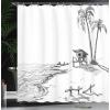 Ambesonne Fairytale Shower Curtain, Romantic Carriage Royal Ornamental Details Stopped at The Door of a Kingdom Palace Cartoon, Cloth Fabric Bathroom Set with Hooks, 69″ W x 70″ L, Yellow and Pink(White Black)
