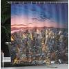 Ambesonne Fairytale Shower Curtain, Romantic Carriage Royal Ornamental Details Stopped at The Door of a Kingdom Palace Cartoon, Cloth Fabric Bathroom Set with Hooks, 69″ W x 70″ L, Yellow and Pink(Blue Grey)