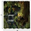 Ambesonne Fairytale Shower Curtain, Romantic Carriage Royal Ornamental Details Stopped at The Door of a Kingdom Palace Cartoon, Cloth Fabric Bathroom Set with Hooks, 69″ W x 70″ L, Yellow and Pink(Green Grey Brown)