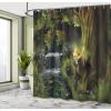 Ambesonne Fairytale Shower Curtain, Romantic Carriage Royal Ornamental Details Stopped at The Door of a Kingdom Palace Cartoon, Cloth Fabric Bathroom Set with Hooks, 69″ W x 70″ L, Yellow and Pink(Green Grey Brown)