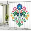 Ambesonne Fairytale Shower Curtain, Romantic Carriage Royal Ornamental Details Stopped at The Door of a Kingdom Palace Cartoon, Cloth Fabric Bathroom Set with Hooks, 69″ W x 70″ L, Yellow and Pink(Blue Pink)