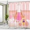 Ambesonne Fairytale Shower Curtain, Romantic Carriage Royal Ornamental Details Stopped at The Door of a Kingdom Palace Cartoon, Cloth Fabric Bathroom Set with Hooks, 69″ W x 70″ L, Yellow and Pink(Yellow and Pink)