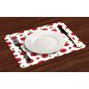 Ambesonne Fruits Place Mats Set of 4, Warm Colored Cartoon Style Red Apples Taste Food Garden Summer Eats, Washable Fabric Placemats for Dining Table, Standard Size, White Green and Dark Pink