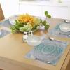 Ambesonne Grey and Teal Place Mats Set of 4, Mandala Ombre Colored Style Geometry Pattern with Flower Lines Display Art, Washable Fabric Placemats for Dining Table, Standard Size, Teal and Grey