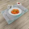 Ambesonne Grey and Teal Place Mats Set of 4, Mandala Ombre Colored Style Geometry Pattern with Flower Lines Display Art, Washable Fabric Placemats for Dining Table, Standard Size, Teal and Grey