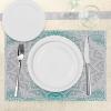 Ambesonne Grey and Teal Place Mats Set of 4, Mandala Ombre Colored Style Geometry Pattern with Flower Lines Display Art, Washable Fabric Placemats for Dining Table, Standard Size, Teal and Grey