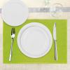 Ambesonne Lime Green Place Mats Set of 4, Empty Backdrop Blurry Off Focus Pastel Toned Shade Color Spring Theme Abstract, Washable Fabric Placemats for Dining Table, Standard Size, Apple Green