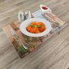 Ambesonne Mediterranean Place Mats Set of 4, Medieval Old Town in Tuscany Mediterranean Historic Culture Village Town Stone Photo, Washable Fabric Placemats for Dining Table, Standard Size, Tan
