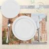 Ambesonne Mediterranean Place Mats Set of 4, Medieval Old Town in Tuscany Mediterranean Historic Culture Village Town Stone Photo, Washable Fabric Placemats for Dining Table, Standard Size, Tan
