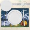 Ambesonne RV Place Mats Set of 4, Outdoors Activity Themed Camping Area Image in The Woods with a Cozy Tent and Campfire, Washable Fabric Placemats for Dining Table, Standard Size, Green Blue