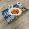 Ambesonne RV Place Mats Set of 4, Outdoors Activity Themed Camping Area Image in The Woods with a Cozy Tent and Campfire, Washable Fabric Placemats for Dining Table, Standard Size, Green Blue