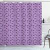 Ambesonne Cat Shower Curtain, Funky Romantic Pattern with Little Hearts Funny Jumping Black Cat Characters, Cloth Fabric Bathroom Decor Set with Hooks, 69″ W x 70″ L, Lavender Pink Black