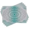 Ambesonne Grey and Teal Place Mats Set of 4, Mandala Ombre Colored Style Geometry Pattern with Flower Lines Display Art, Washable Fabric Placemats for Dining Table, Standard Size, Teal and Grey