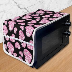 Ambesonne Cartoon Microwave Oven Cover, Vertical Stripes with Bow Ties Pale Palette Illustration Valentines Day, Water Resistant Organizer with Pockets for Kitchen, 36″ x 12″, Pale Pink Rose(Pale Pink Black)