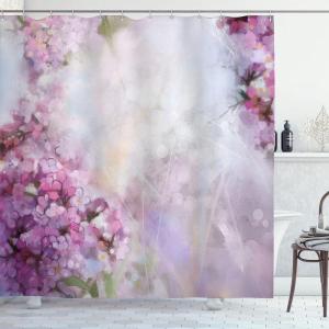 Ambesonne Fairytale Shower Curtain, Romantic Carriage Royal Ornamental Details Stopped at The Door of a Kingdom Palace Cartoon, Cloth Fabric Bathroom Set with Hooks, 69″ W x 70″ L, Yellow and Pink(Lilac White)