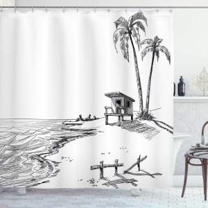 Ambesonne Fairytale Shower Curtain, Romantic Carriage Royal Ornamental Details Stopped at The Door of a Kingdom Palace Cartoon, Cloth Fabric Bathroom Set with Hooks, 69″ W x 70″ L, Yellow and Pink(White Black)