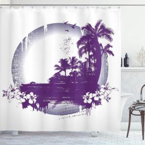 Ambesonne Fairytale Shower Curtain, Romantic Carriage Royal Ornamental Details Stopped at The Door of a Kingdom Palace Cartoon, Cloth Fabric Bathroom Set with Hooks, 69″ W x 70″ L, Yellow and Pink(Purple White)