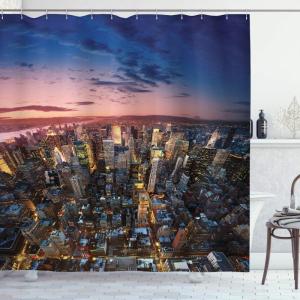 Ambesonne Fairytale Shower Curtain, Romantic Carriage Royal Ornamental Details Stopped at The Door of a Kingdom Palace Cartoon, Cloth Fabric Bathroom Set with Hooks, 69″ W x 70″ L, Yellow and Pink(Blue Grey)