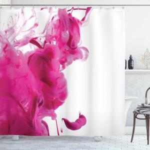 Ambesonne Fairytale Shower Curtain, Romantic Carriage Royal Ornamental Details Stopped at The Door of a Kingdom Palace Cartoon, Cloth Fabric Bathroom Set with Hooks, 69″ W x 70″ L, Yellow and Pink(Punch Pink)