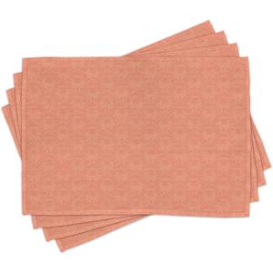 Ambesonne Peach Place Mats Set of 4, Flower Ornate Pattern Nature Inspired Image with Soft Color Spring Summer Foliage Print, Washable Fabric Placemats for Dining Table, Standard Size, Peach