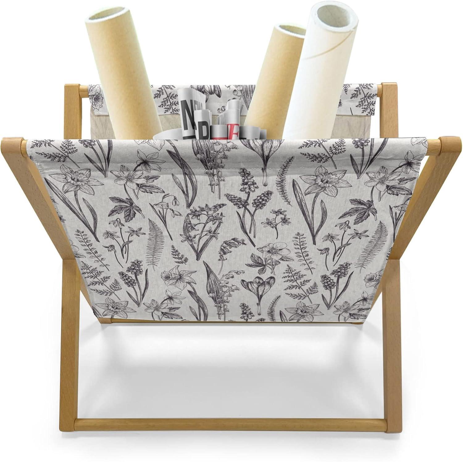 imageAmbesonne Cartoon Magazine and Book Holder Pastel Funny Animals with Hearts Valentines Day Beauty Love Theme Decorative Floor Rack Organizer for Living Room 22x19 Peach Pink and Pale PinkIvory Dark Purple Grey