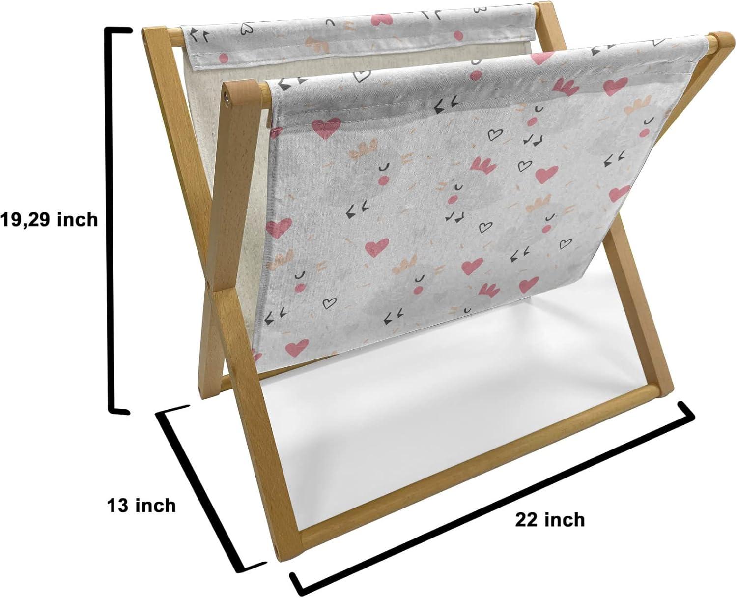 imageAmbesonne Cartoon Magazine and Book Holder Pastel Funny Animals with Hearts Valentines Day Beauty Love Theme Decorative Floor Rack Organizer for Living Room 22x19 Peach Pink and Pale PinkPeach Pink and Pale Pink