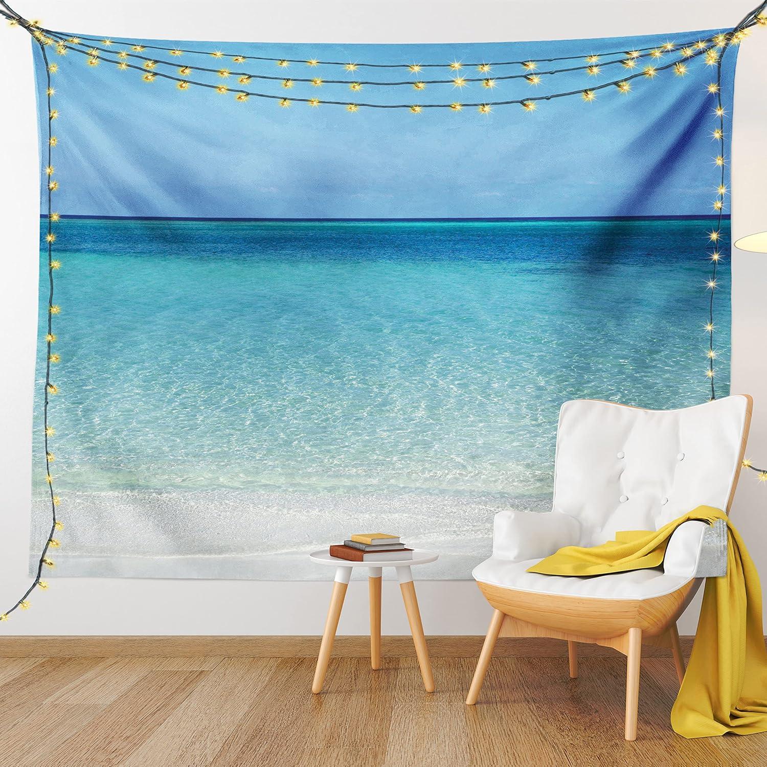 imageAmbesonne Compass Tapestry Compass Illustration with Lettering Nautical Ocean Adventure Themed Print Wide Wall Hanging for Bedroom Living Room Dorm 60 X 40 Night Blue BeigeCream Turquoise
