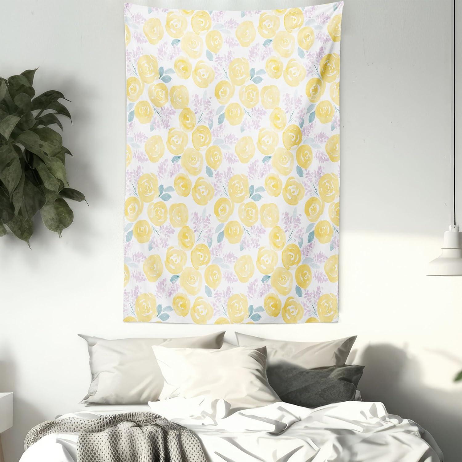 imageAmbesonne Compass Tapestry Compass Illustration with Lettering Nautical Ocean Adventure Themed Print Wide Wall Hanging for Bedroom Living Room Dorm 60 X 40 Night Blue BeigeYellow Lilac