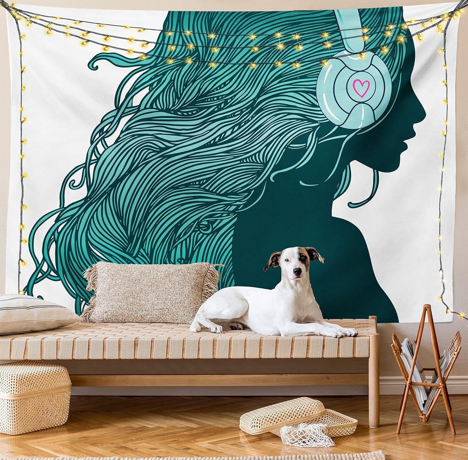 imageAmbesonne Compass Tapestry Compass Illustration with Lettering Nautical Ocean Adventure Themed Print Wide Wall Hanging for Bedroom Living Room Dorm 60 X 40 Night Blue BeigeWhite Teal