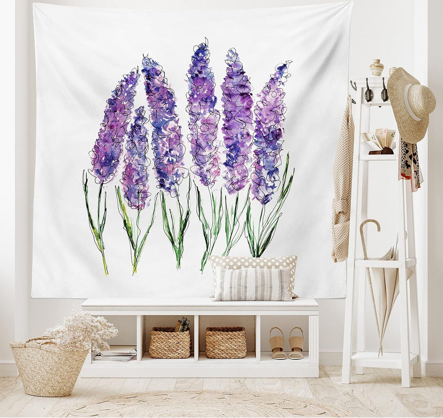 imageAmbesonne Compass Tapestry Compass Illustration with Lettering Nautical Ocean Adventure Themed Print Wide Wall Hanging for Bedroom Living Room Dorm 60 X 40 Night Blue BeigeViolet White