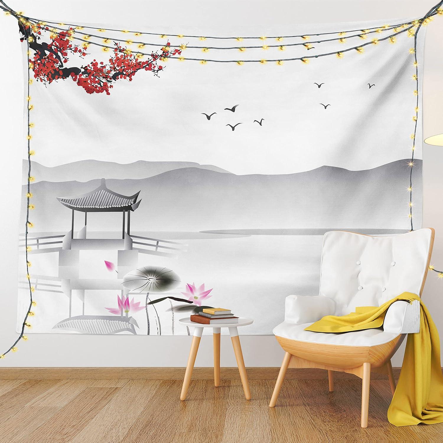 imageAmbesonne Compass Tapestry Compass Illustration with Lettering Nautical Ocean Adventure Themed Print Wide Wall Hanging for Bedroom Living Room Dorm 60 X 40 Night Blue BeigeGrey Pink