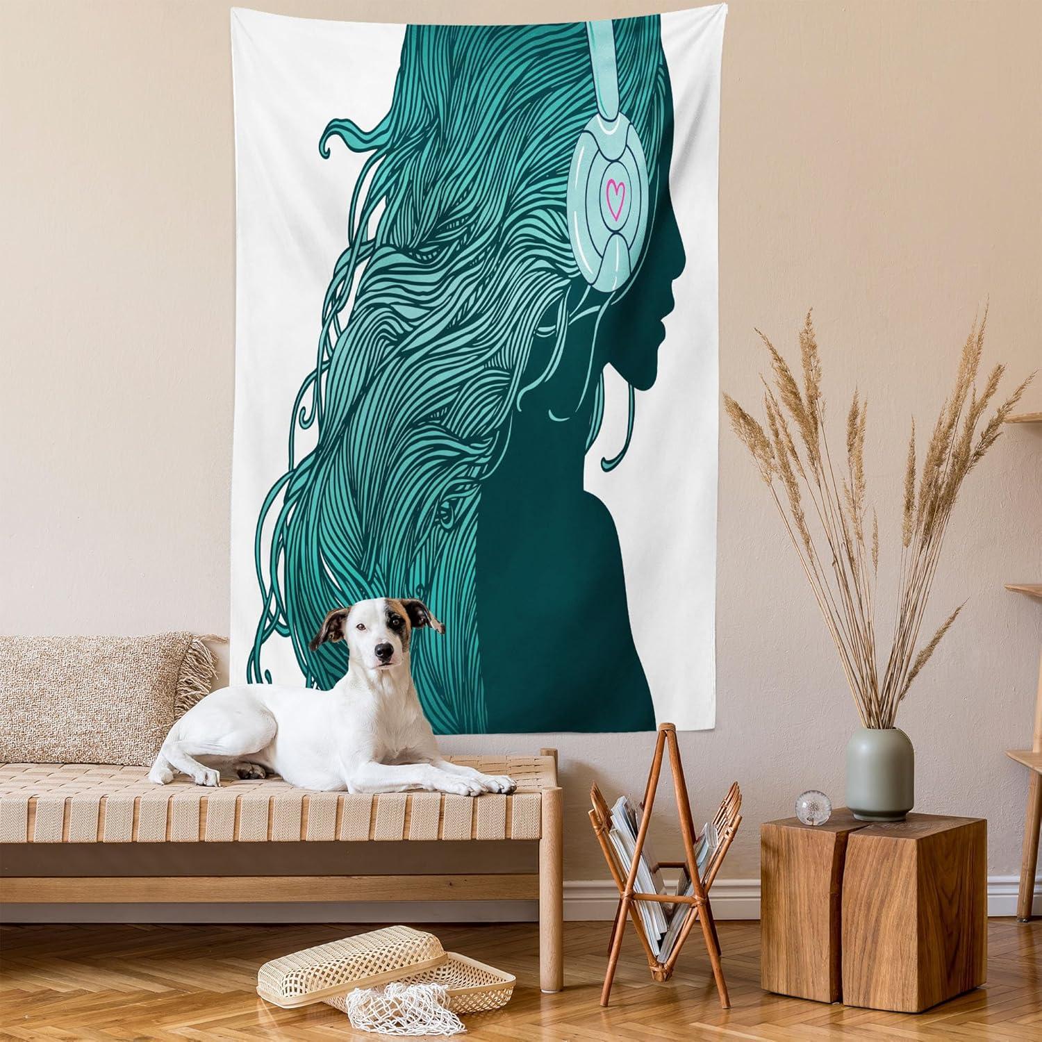 imageAmbesonne Compass Tapestry Compass Illustration with Lettering Nautical Ocean Adventure Themed Print Wide Wall Hanging for Bedroom Living Room Dorm 60 X 40 Night Blue BeigeWhite Teal