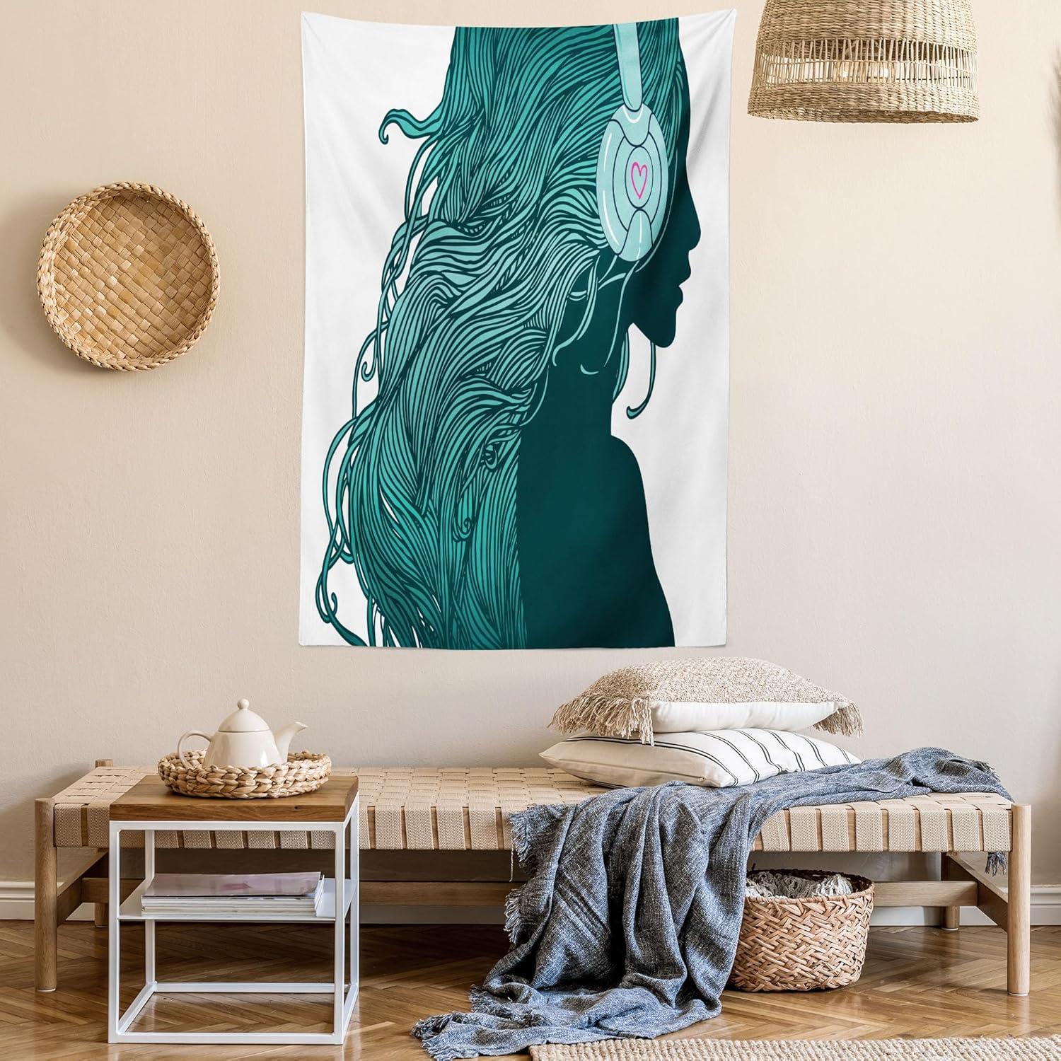 imageAmbesonne Compass Tapestry Compass Illustration with Lettering Nautical Ocean Adventure Themed Print Wide Wall Hanging for Bedroom Living Room Dorm 60 X 40 Night Blue BeigeWhite Teal