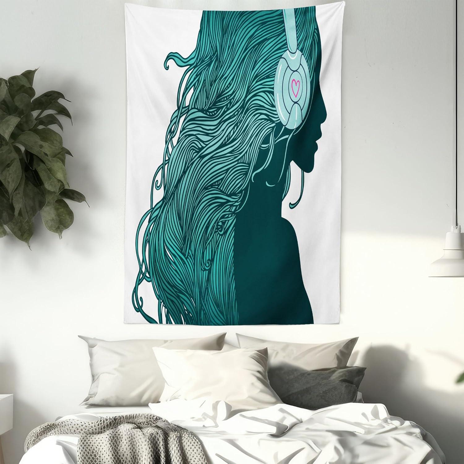 imageAmbesonne Compass Tapestry Compass Illustration with Lettering Nautical Ocean Adventure Themed Print Wide Wall Hanging for Bedroom Living Room Dorm 60 X 40 Night Blue BeigeWhite Teal